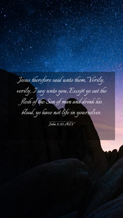 Picture 03 - John 6:53 ASV Mobile Phone Wallpaper - Jesus therefore said unto them, Verily, verily, I - Mobile Bible Verse Wallpaper