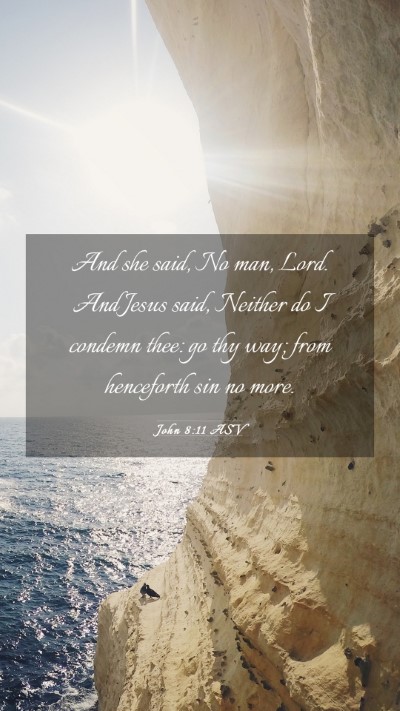 Picture 03 - John 8:11 ASV Mobile Phone Wallpaper - And she said, No man, Lord. And Jesus said, - Mobile Bible Verse Wallpaper