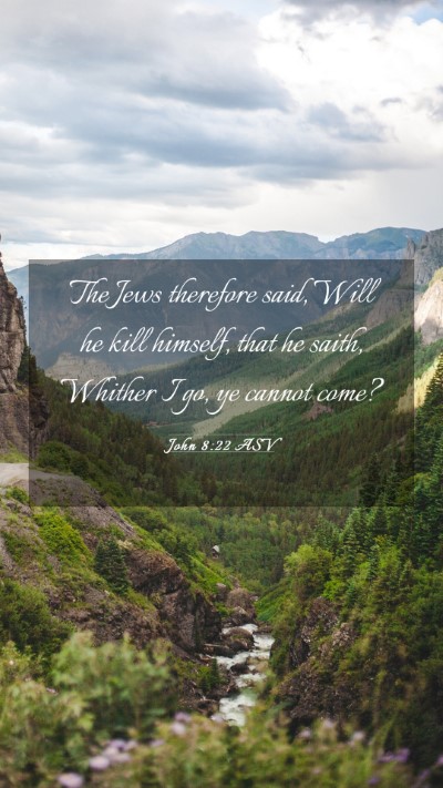 Picture 03 - John 8:22 ASV Mobile Phone Wallpaper - The Jews therefore said, Will he kill himself, - Mobile Bible Verse Wallpaper