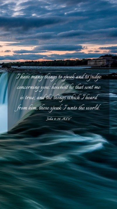 Picture 03 - John 8:26 ASV Mobile Phone Wallpaper - I have many things to speak and to judge - Mobile Bible Verse Wallpaper