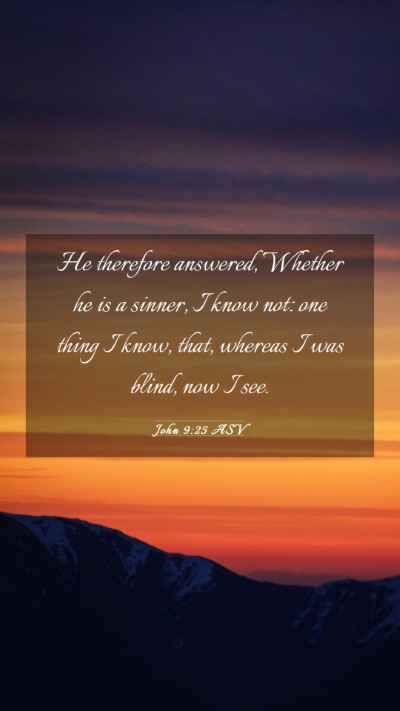 Picture 03 - John 9:25 ASV Mobile Phone Wallpaper - He therefore answered, Whether he is a sinner, I - Mobile Bible Verse Wallpaper