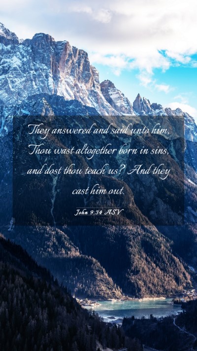 Picture 03 - John 9:34 ASV Mobile Phone Wallpaper - They answered and said unto him, Thou wast - Mobile Bible Verse Wallpaper