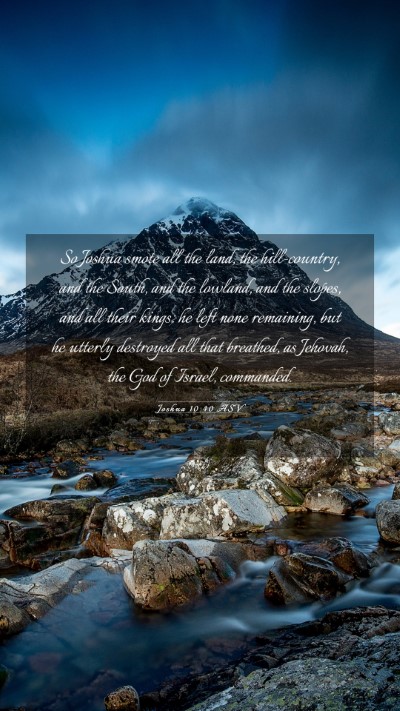 Picture 03 - Joshua 10:40 ASV Mobile Phone Wallpaper - So Joshua smote all the land, the hill-country, - Mobile Bible Verse Wallpaper