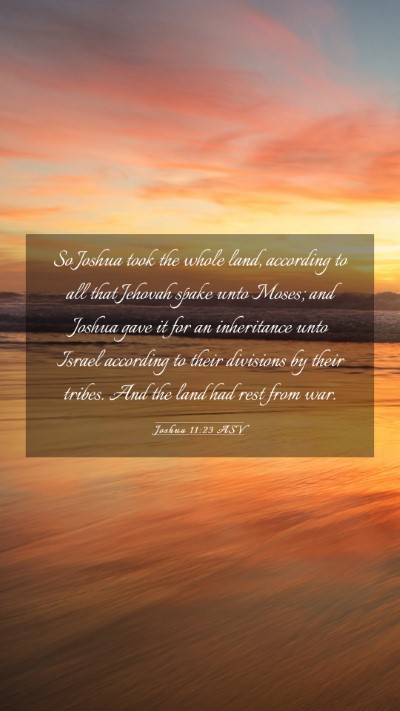Picture 03 - Joshua 11:23 ASV Mobile Phone Wallpaper - So Joshua took the whole land, according to all - Mobile Bible Verse Wallpaper