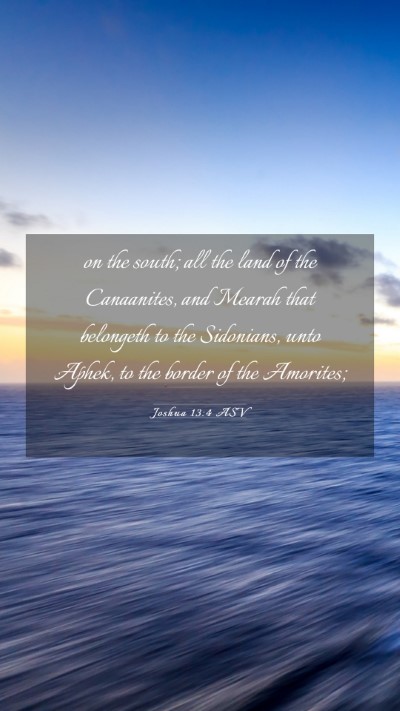 Picture 03 - Joshua 13:4 ASV Mobile Phone Wallpaper - on the south; all the land of the Canaanites, and - Mobile Bible Verse Wallpaper