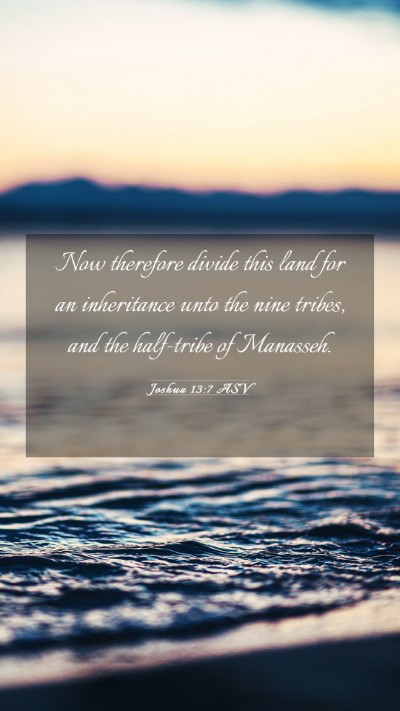 Picture 03 - Joshua 13:7 ASV Mobile Phone Wallpaper - Now therefore divide this land for an inheritance - Mobile Bible Verse Wallpaper