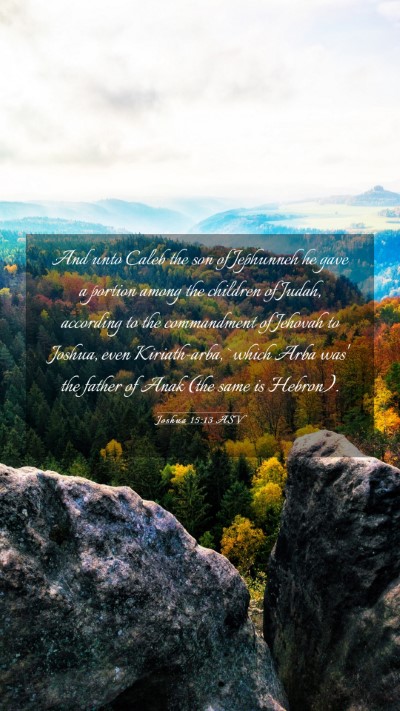 Picture 03 - Joshua 15:13 ASV Mobile Phone Wallpaper - And unto Caleb the son of Jephunneh he gave a - Mobile Bible Verse Wallpaper