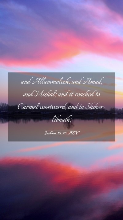 Picture 03 - Joshua 19:26 ASV Mobile Phone Wallpaper - and Allammelech, and Amad, and Mishal; and it - Mobile Bible Verse Wallpaper