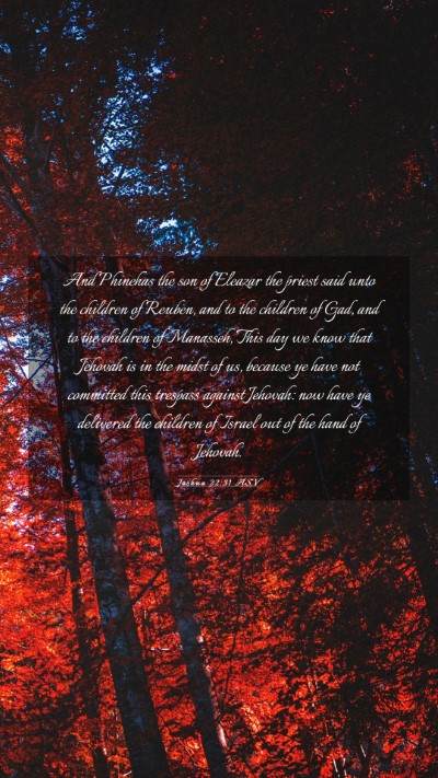 Picture 03 - Joshua 22:31 ASV Mobile Phone Wallpaper - And Phinehas the son of Eleazar the priest said - Mobile Bible Verse Wallpaper