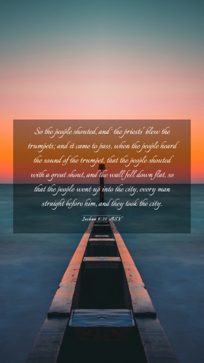 Picture 03 - Joshua 6:20 ASV Mobile Phone Wallpaper - So the people shouted, and `the priests' blew the - Mobile Bible Verse Wallpaper