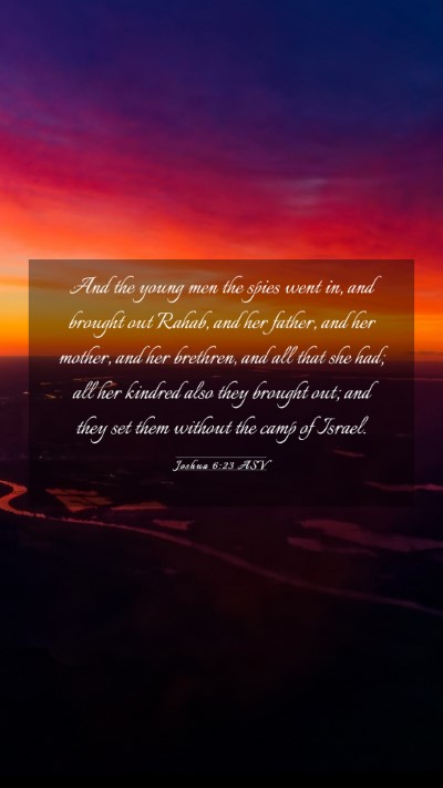 Picture 03 - Joshua 6:23 ASV Mobile Phone Wallpaper - And the young men the spies went in, and brought - Mobile Bible Verse Wallpaper