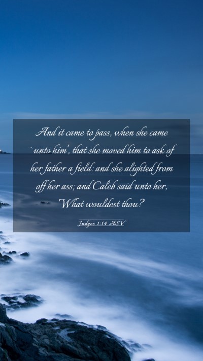 Picture 03 - Judges 1:14 ASV Mobile Phone Wallpaper - And it came to pass, when she came `unto him', - Mobile Bible Verse Wallpaper
