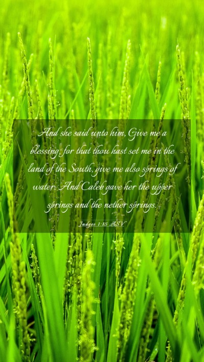 Picture 03 - Judges 1:15 ASV Mobile Phone Wallpaper - And she said unto him, Give me a blessing; for - Mobile Bible Verse Wallpaper