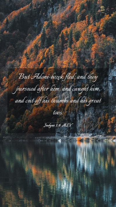 Picture 03 - Judges 1:6 ASV Mobile Phone Wallpaper - But Adoni-bezek fled; and they pursued after him, - Mobile Bible Verse Wallpaper