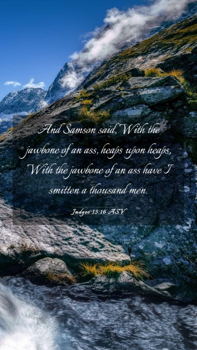 Picture 03 - Judges 15:16 ASV Mobile Phone Wallpaper - And Samson said, With the jawbone of an ass, - Mobile Bible Verse Wallpaper