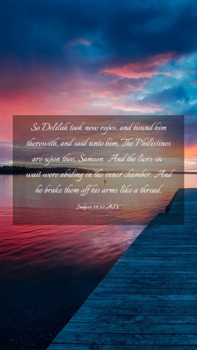 Picture 03 - Judges 16:12 ASV Mobile Phone Wallpaper - So Delilah took new ropes, and bound him - Mobile Bible Verse Wallpaper