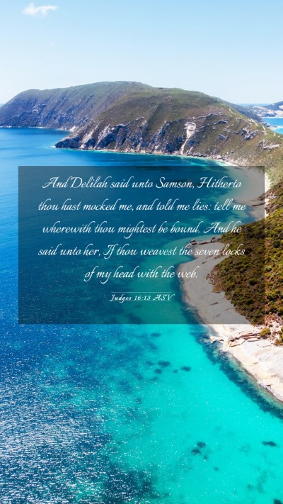 Picture 03 - Judges 16:13 ASV Mobile Phone Wallpaper - And Delilah said unto Samson, Hitherto thou hast - Mobile Bible Verse Wallpaper