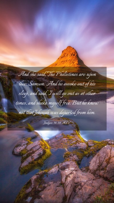 Picture 03 - Judges 16:20 ASV Mobile Phone Wallpaper - And she said, The Philistines are upon thee, - Mobile Bible Verse Wallpaper