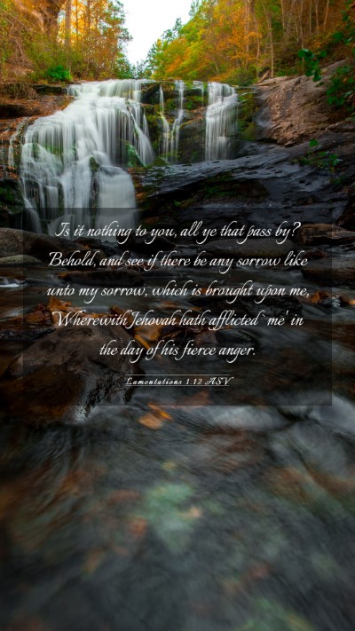 Picture 03 - Lamentations 1:12 ASV Mobile Phone Wallpaper - Is it nothing to you, all ye that pass by? - Mobile Bible Verse Wallpaper