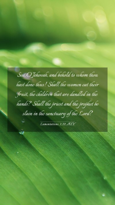 Picture 03 - Lamentations 2:20 ASV Mobile Phone Wallpaper - See, O Jehovah, and behold to whom thou hast done - Mobile Bible Verse Wallpaper