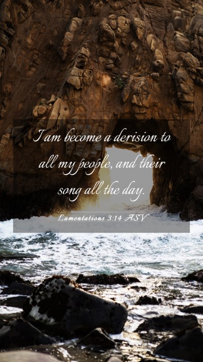 Picture 03 - Lamentations 3:14 ASV Mobile Phone Wallpaper - I am become a derision to all my people, and - Mobile Bible Verse Wallpaper