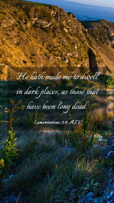 Picture 03 - Lamentations 3:6 ASV Mobile Phone Wallpaper - He hath made me to dwell in dark places, as those - Mobile Bible Verse Wallpaper