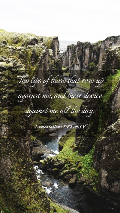 Picture 03 - Lamentations 3:62 ASV Mobile Phone Wallpaper - The lips of those that rose up against me, and - Mobile Bible Verse Wallpaper