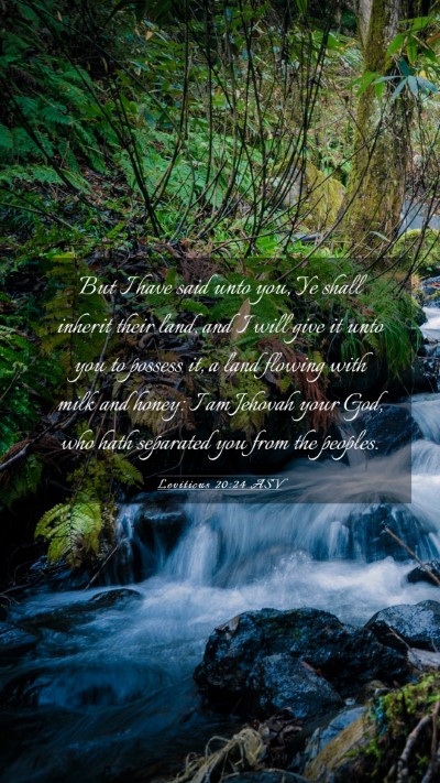 Picture 03 - Leviticus 20:24 ASV Mobile Phone Wallpaper - But I have said unto you, Ye shall inherit their - Mobile Bible Verse Wallpaper