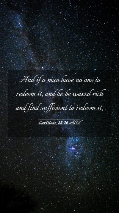 Picture 03 - Leviticus 25:26 ASV Mobile Phone Wallpaper - And if a man have no one to redeem it, and he be - Mobile Bible Verse Wallpaper