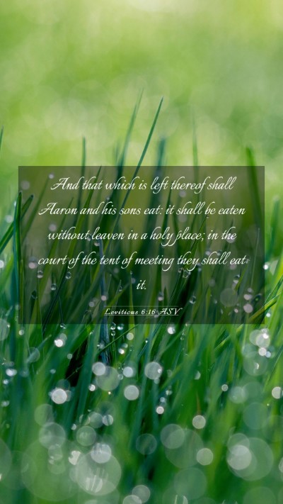 Picture 03 - Leviticus 6:16 ASV Mobile Phone Wallpaper - And that which is left thereof shall Aaron and - Mobile Bible Verse Wallpaper
