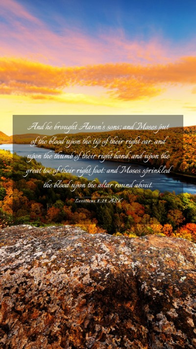 Picture 03 - Leviticus 8:24 ASV Mobile Phone Wallpaper - And he brought Aaron's sons; and Moses put of the - Mobile Bible Verse Wallpaper