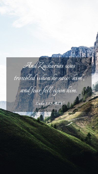 Picture 03 - Luke 1:12 ASV Mobile Phone Wallpaper - And Zacharias was troubled when he saw `him', and - Mobile Bible Verse Wallpaper