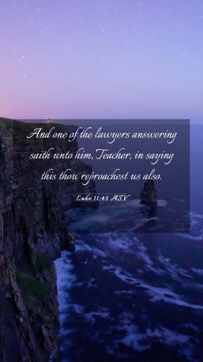 Picture 03 - Luke 11:45 ASV Mobile Phone Wallpaper - And one of the lawyers answering saith unto him, - Mobile Bible Verse Wallpaper
