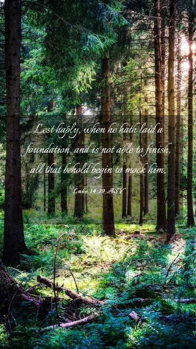 Picture 03 - Luke 14:29 ASV Mobile Phone Wallpaper - Lest haply, when he hath laid a foundation, and - Mobile Bible Verse Wallpaper
