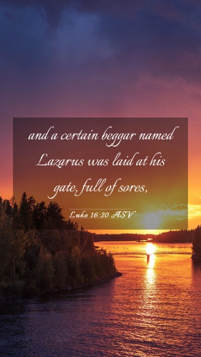 Picture 03 - Luke 16:20 ASV Mobile Phone Wallpaper - and a certain beggar named Lazarus was laid at - Mobile Bible Verse Wallpaper