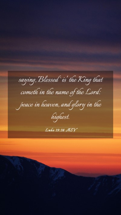 Picture 03 - Luke 19:38 ASV Mobile Phone Wallpaper - saying, Blessed `is' the King that cometh in the - Mobile Bible Verse Wallpaper