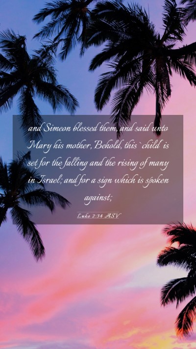 Picture 03 - Luke 2:34 ASV Mobile Phone Wallpaper - and Simeon blessed them, and said unto Mary his - Mobile Bible Verse Wallpaper