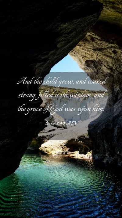Picture 03 - Luke 2:40 ASV Mobile Phone Wallpaper - And the child grew, and waxed strong, filled with - Mobile Bible Verse Wallpaper
