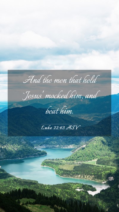 Picture 03 - Luke 22:63 ASV Mobile Phone Wallpaper - And the men that held `Jesus' mocked him, and - Mobile Bible Verse Wallpaper