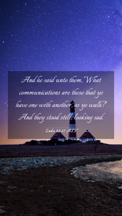 Picture 03 - Luke 24:17 ASV Mobile Phone Wallpaper - And he said unto them, What communications are - Mobile Bible Verse Wallpaper