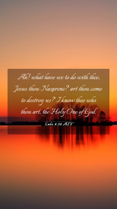 Picture 03 - Luke 4:34 ASV Mobile Phone Wallpaper - Ah! what have we to do with thee, Jesus thou - Mobile Bible Verse Wallpaper