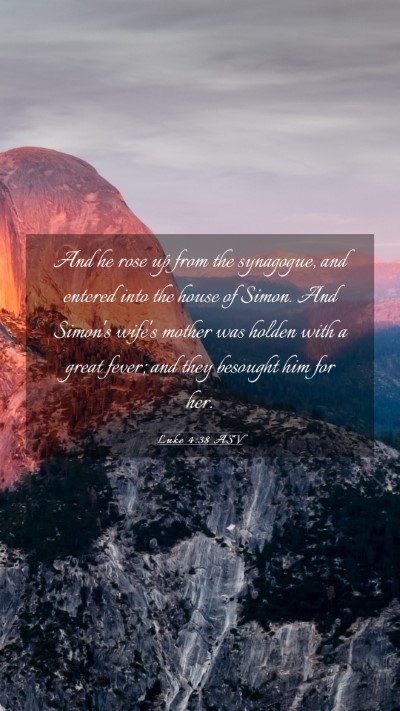 Picture 03 - Luke 4:38 ASV Mobile Phone Wallpaper - And he rose up from the synagogue, and entered - Mobile Bible Verse Wallpaper