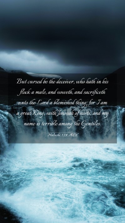 Picture 03 - Malachi 1:14 ASV Mobile Phone Wallpaper - But cursed be the deceiver, who hath in his flock - Mobile Bible Verse Wallpaper