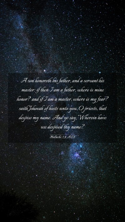 Picture 03 - Malachi 1:6 ASV Mobile Phone Wallpaper - A son honoreth his father, and a servant his - Mobile Bible Verse Wallpaper