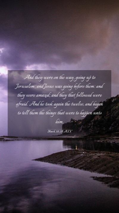 Picture 03 - Mark 10:32 ASV Mobile Phone Wallpaper - And they were on the way, going up to Jerusalem; - Mobile Bible Verse Wallpaper