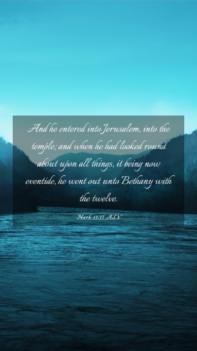 Picture 03 - Mark 11:11 ASV Mobile Phone Wallpaper - And he entered into Jerusalem, into the temple; - Mobile Bible Verse Wallpaper