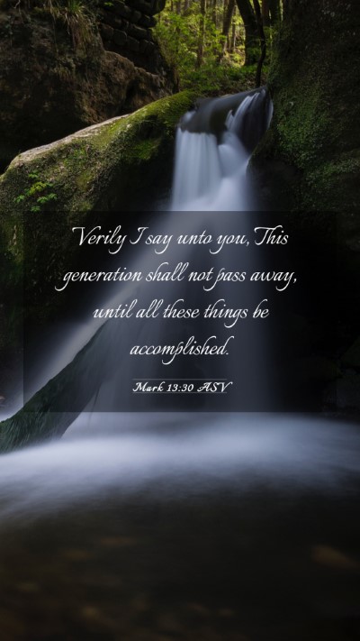 Picture 03 - Mark 13:30 ASV Mobile Phone Wallpaper - Verily I say unto you, This generation shall not - Mobile Bible Verse Wallpaper