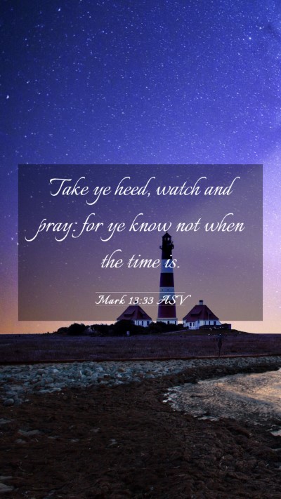 Picture 03 - Mark 13:33 ASV Mobile Phone Wallpaper - Take ye heed, watch and pray: for ye know not - Mobile Bible Verse Wallpaper