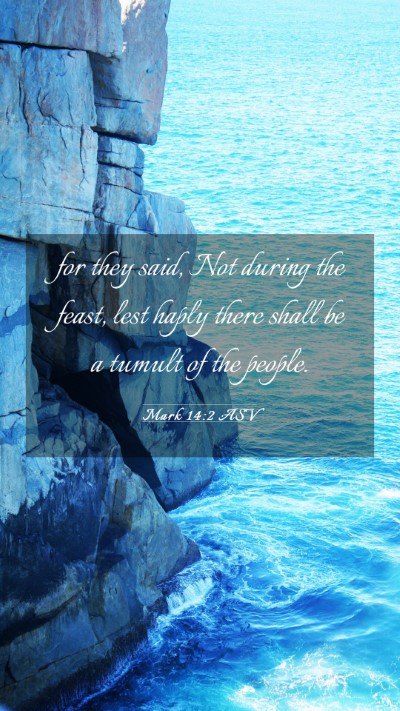 Picture 03 - Mark 14:2 ASV Mobile Phone Wallpaper - for they said, Not during the feast, lest haply - Mobile Bible Verse Wallpaper