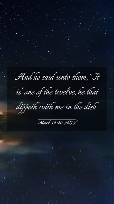 Picture 03 - Mark 14:20 ASV Mobile Phone Wallpaper - And he said unto them, `It is' one of the twelve, - Mobile Bible Verse Wallpaper